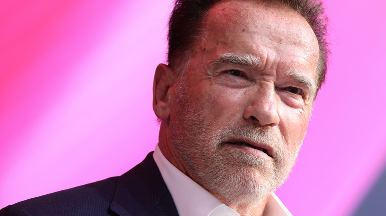 Arnold Schwarzenegger frowning