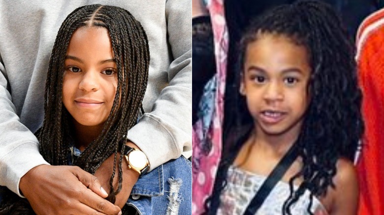 Split image of Blue Ivy and Rumi Carter smiling