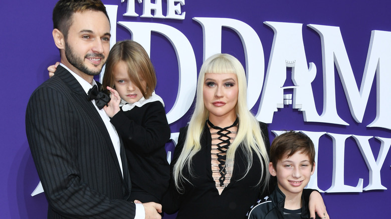 Christina Aguilera and Jordan Bratman with kids