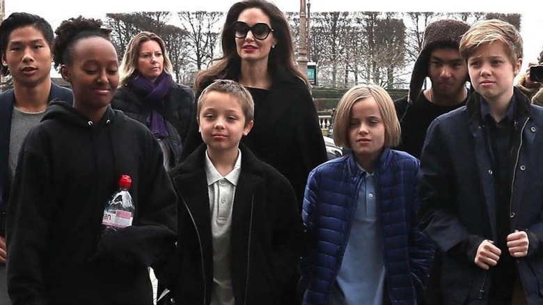 Angelina Jolie with six children