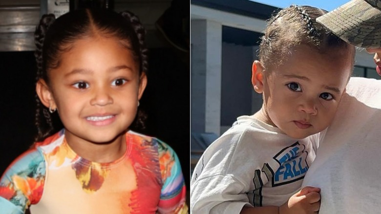 Split image of Aire and Stormi Webster smiling with braided hair