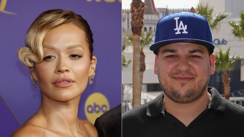 Rita Ora, left, and Rob Kardashian, right