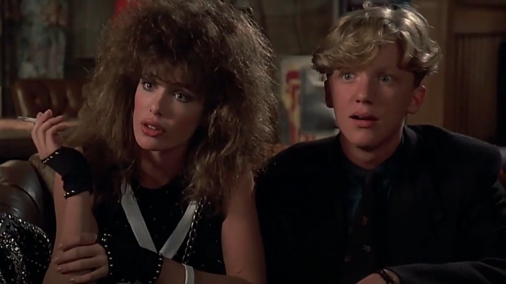 Kelly LeBrock and Michael Anthony Hall in a scene from Weird Science