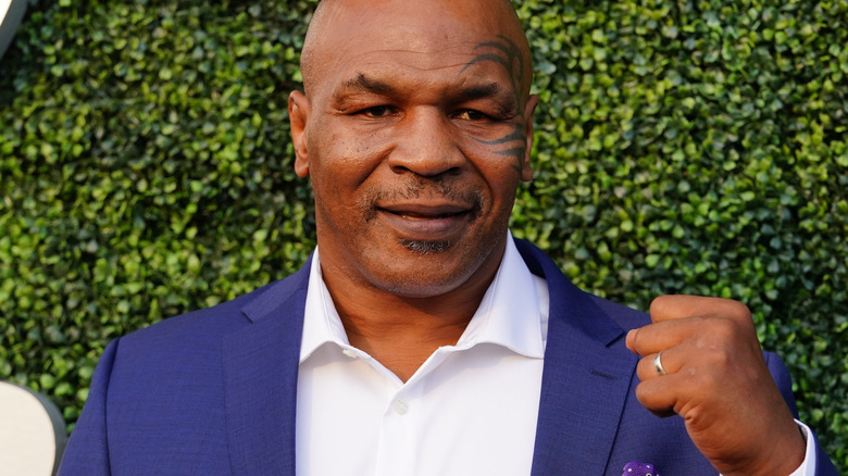 Mike Tyson raising a fist