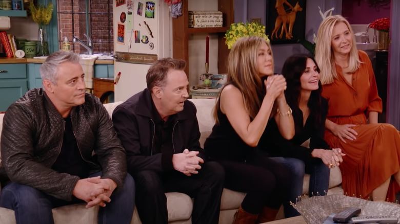 The cast of "Friends" sitting on a couch