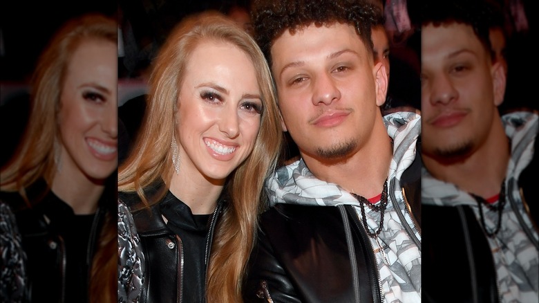 Brittany and Patrick Mahomes posing