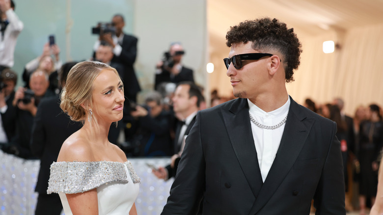 Brittany and Patrick Mahomes gazing at each other