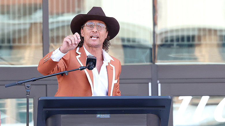 Matthew McConaughey attending a ribbon cutting ceremony