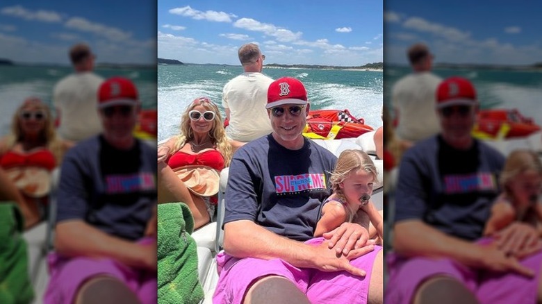 Jessica Simpson, Eric Johnson and Birdie on a boat