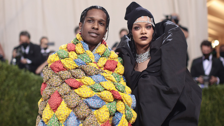 Rihanna and A$AP Rocky attend the 2021 Met Gala