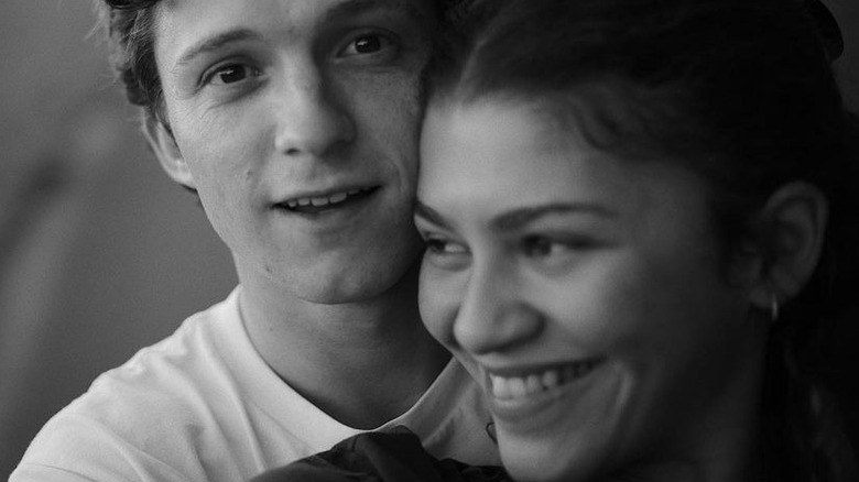 Zendaya and Tom Holland cuddle