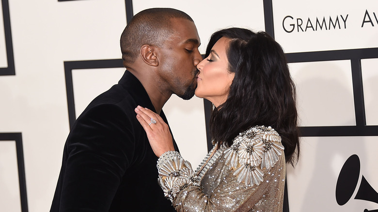 Kim Kardashian kissing Kanye West