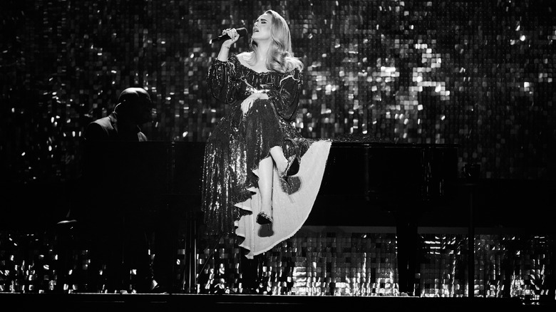 Adele performing on stage