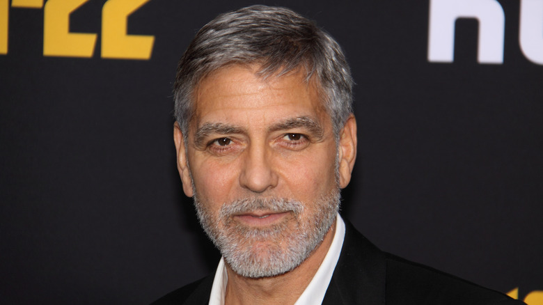 George Clooney short gray beard and hair