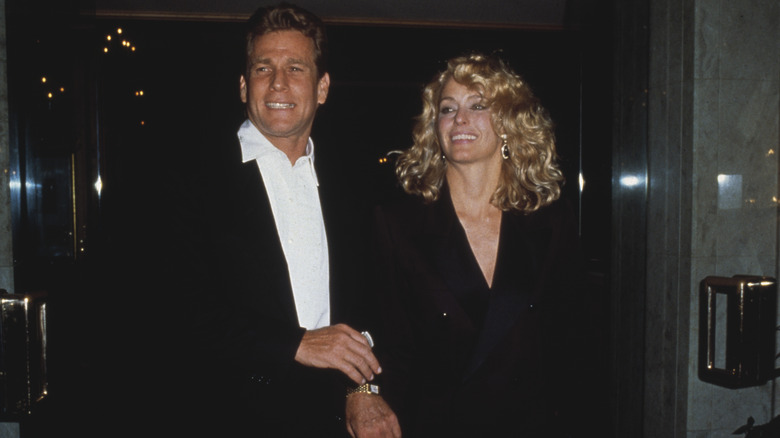 Farrah Fawcett, Ryan O'Neal smiling