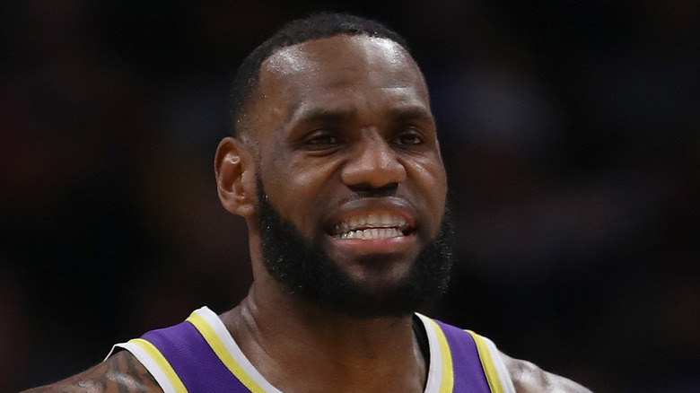 LeBron James grimacing