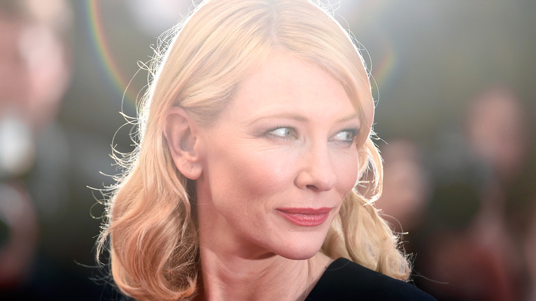 Cate Blanchett looking over her shoulder