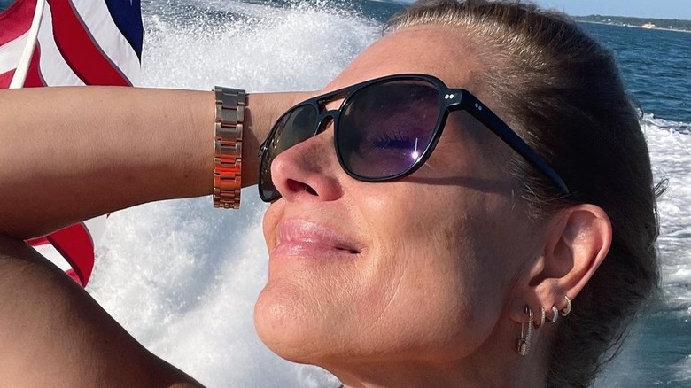 Brooke shields smiling on boat