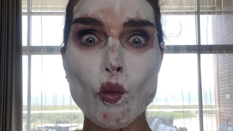 Brooke Shields washing her face