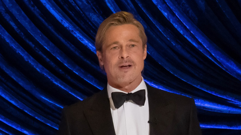 Brad Pitt speaks onstage during the 93rd Annual Academy Awards at Union Station on April 25, 2021 