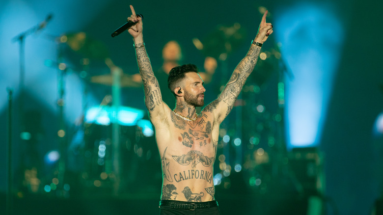 Adam Levine performing shirtless in Israel