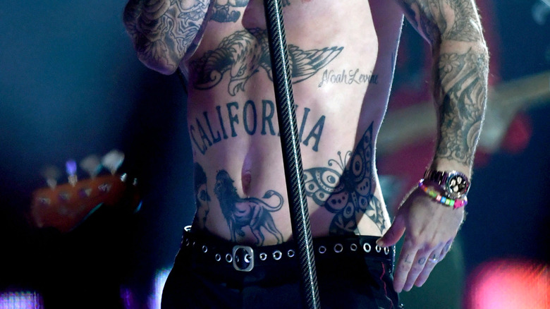 Adam Levine performing shirtless at Superbowl