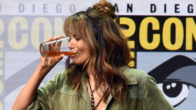 Halle Berry drinking