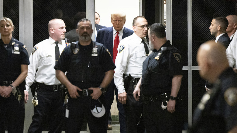 Donald Trump arriving at criminal court