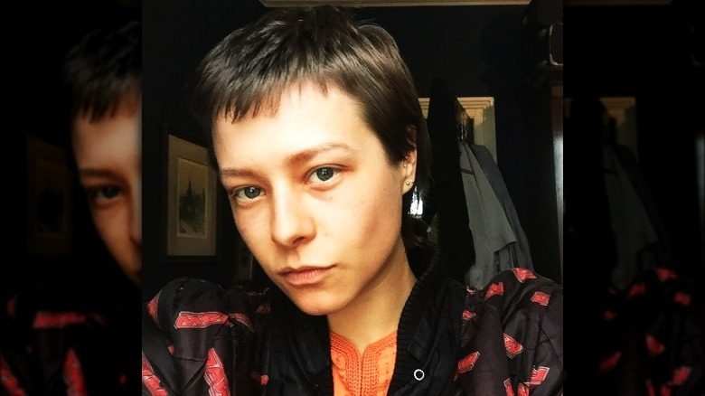 Emma D'Arcy pixie mullet selfie