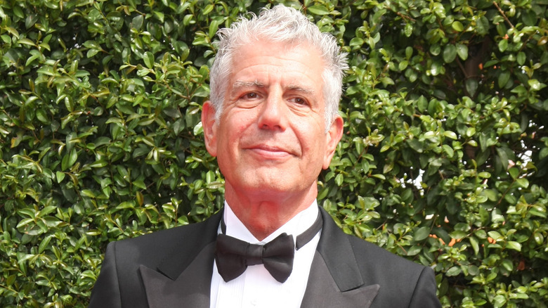 Anthony Bourdain wearing a tuxedo