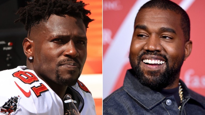 side by side of  Antonio Brown Kanye West