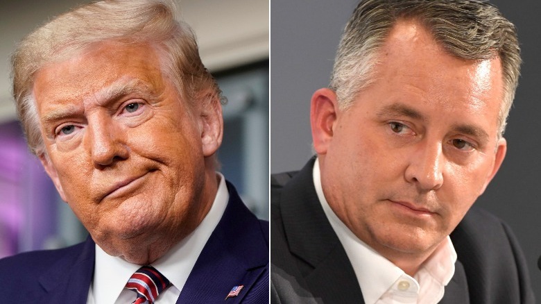 Donald Trump and David Jolly looking serious in split image