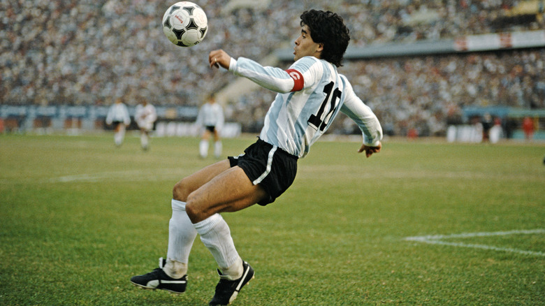 Diego Maradona on the field