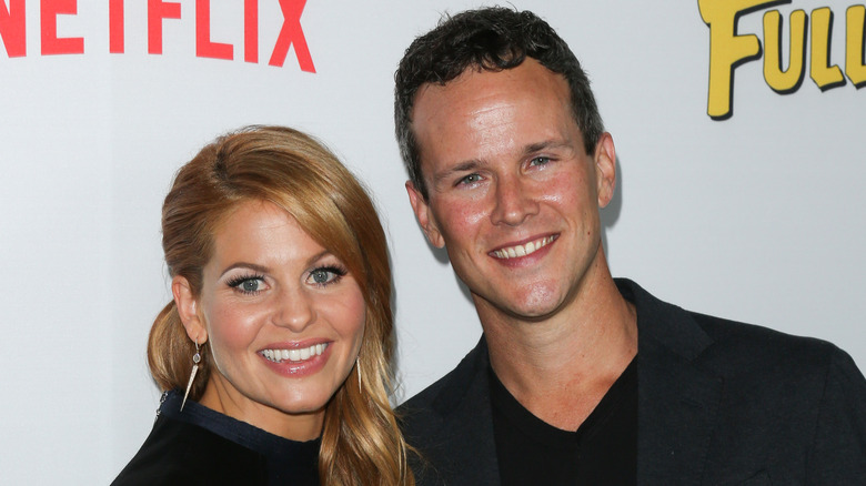 Candace Cameron Bure, Scott Weinger smiling at event