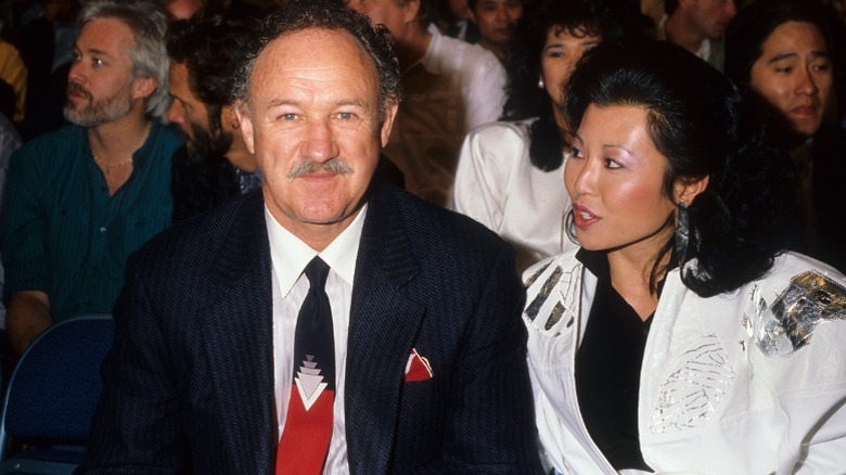 Gene Hackman and Betsy Arakawa pose together in Los Angels, CA (1996)