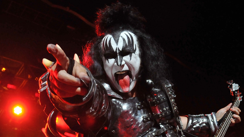 Gene Simmons performing in costume