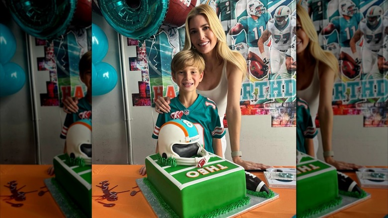 Ivanka Trump and Theodore James Kushner smiling at his Miami Dolphins-themed party