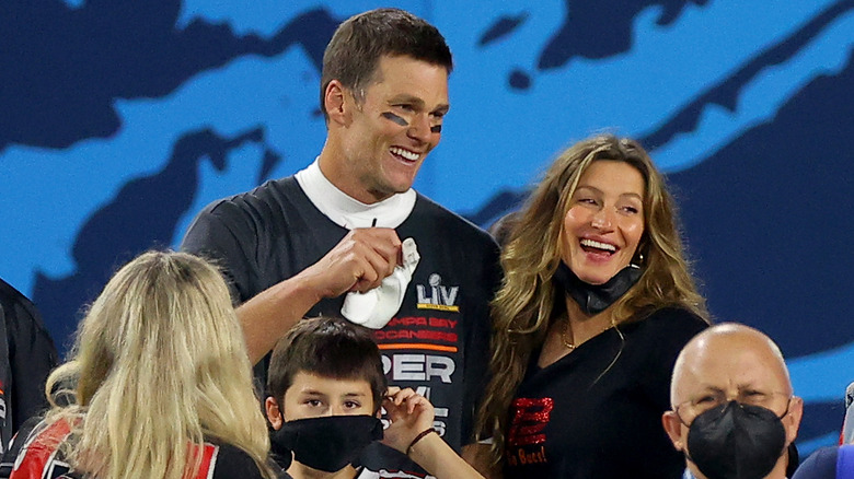 Tom Brady and Gisele Bündchen after the Super Bowl