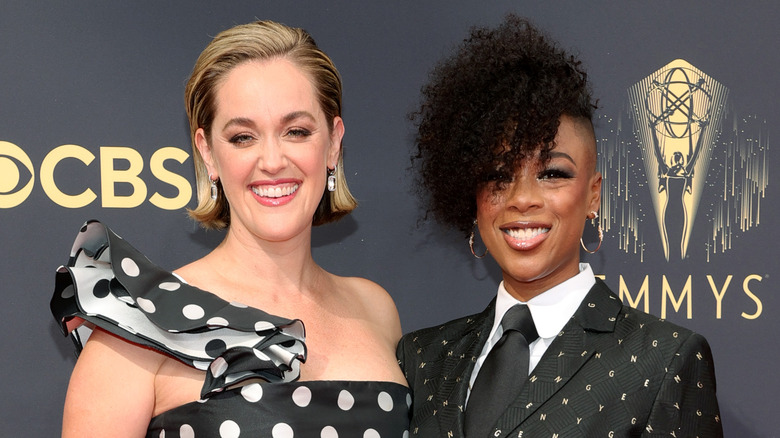 Samira Wiley and Lauren Morelli smiling