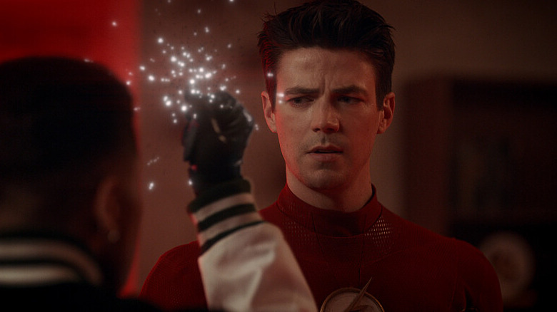 Grant Gustin as The Flash, looking sterm