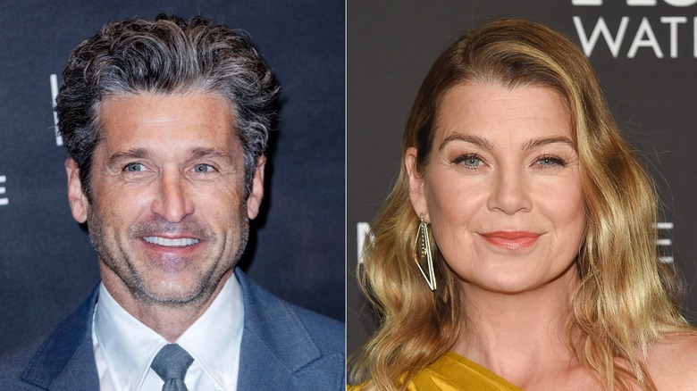 Side-by-side pictures of Patrick Dempsey smiling and Ellen Pompeo smiling