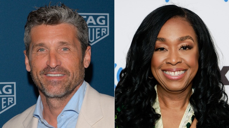 Side-by-side pictures of Patrick Dempsey smiling and Shonda Rhimes smiling