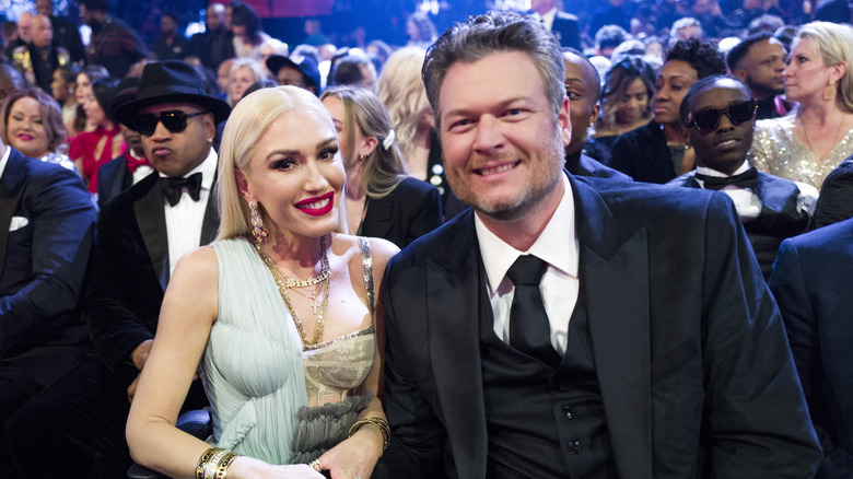 Gwen Stefani and Blake Shelton smiling