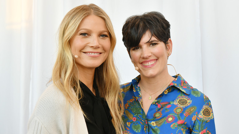 Gwyneth Paltrow and Elise Loehnen smile together