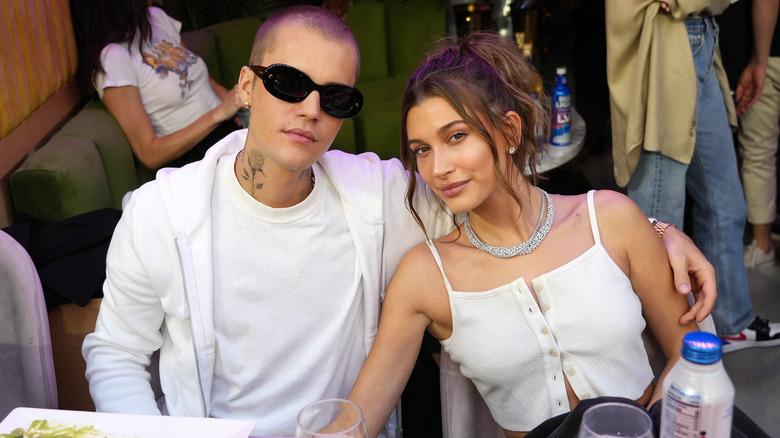 Justin Bieber and Hailey Baldwin pose 