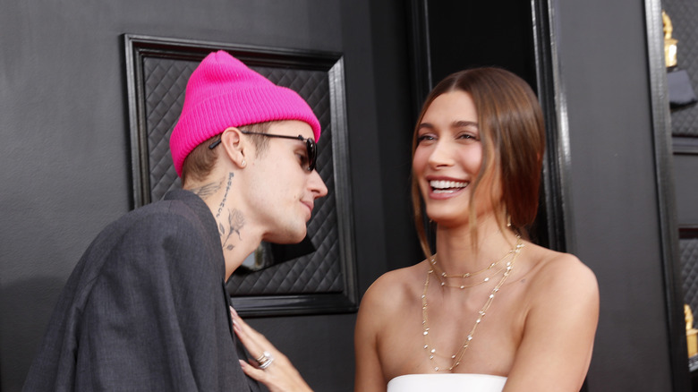 Justin and Hailey Bieber talking