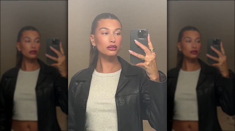 Hailey Bieber mirror selfie