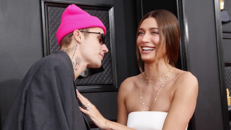 Hailey and Justin Bieber laugh