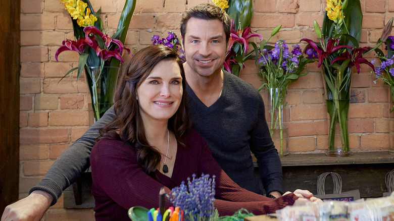 Brooke Shields and Brennan Elliott smiling