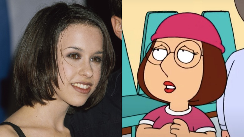 Split image of Lacey Chabert, left, and Family Guy's Meg Griffin, right